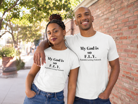 My God is So F.L.Y. Short-Sleeve Unisex T-Shirt (White)