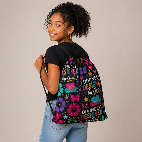 Divinely Designed by God Premium Drawstring Bag
