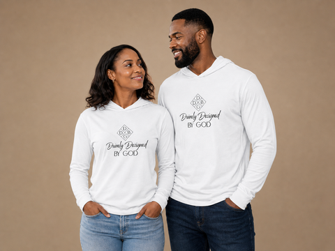 DDBG Logo - Unisex Hooded Long-sleeve Tee (White)