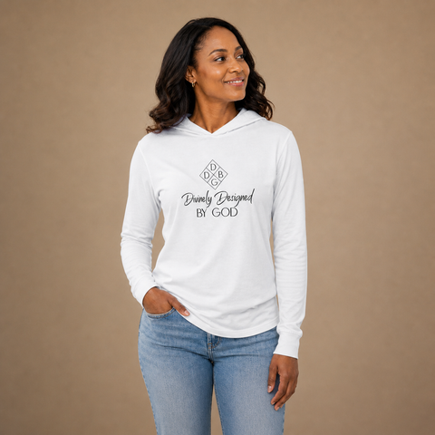 DDBG Logo - Unisex Hooded Long-sleeve Tee (White)