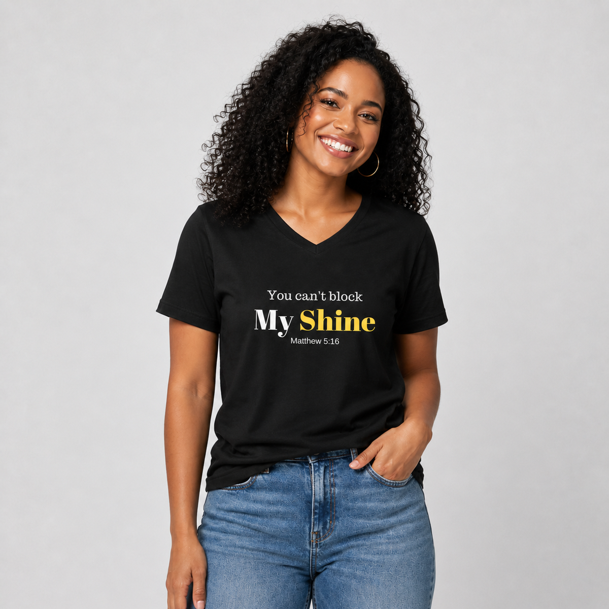 You Can't Block My Shine Unisex Short Sleeve V-Neck T-Shirt