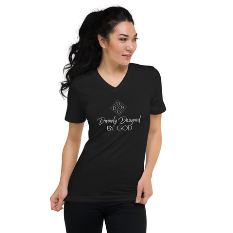 DDBG Logo Unisex Short Sleeve V-Neck T-Shirt (Black)